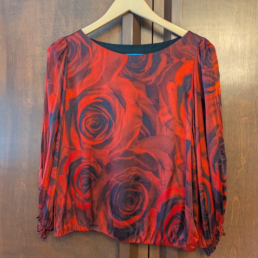 Alice + Olivia Scarlet Rose Silk Blouse